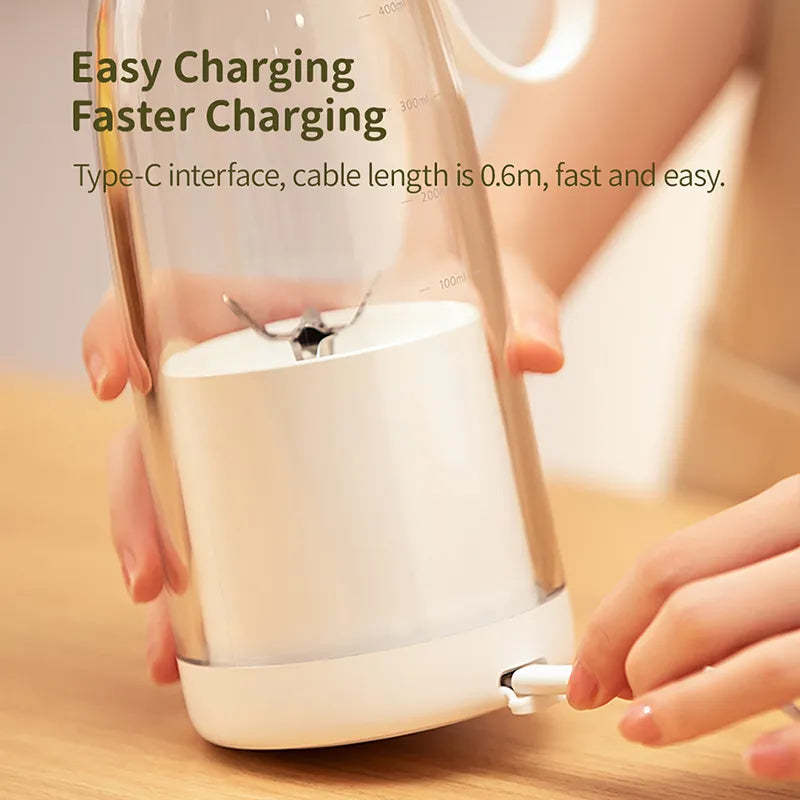 Mini Juicer Blender – USB Electric Smoothie Maker Bottle – 6 Blade, 380ml, for Travel, Gym & Kitchen