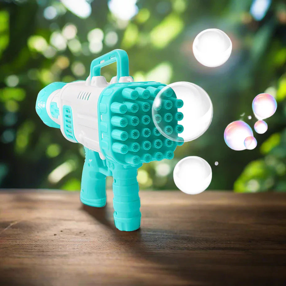 32-Hole Electric Gatling Bubble Gun Machine — Fun Fast Bubbles for Kids