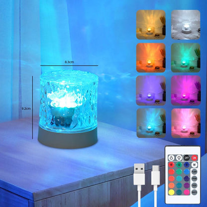 Water Ripple Lamp 16-Color Rotating Night Light