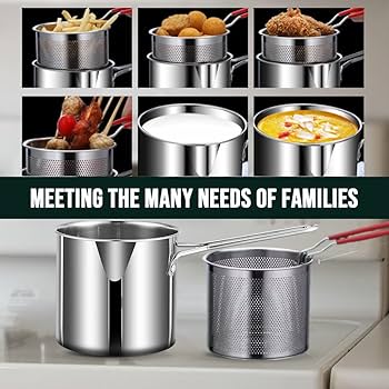 Stainless Steel Deep Fryer Pot with Strainer – 1.2 L