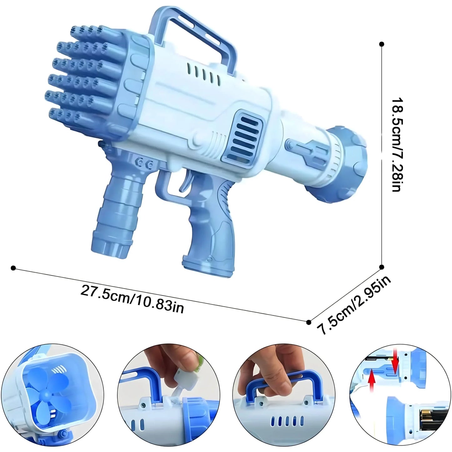32-Hole Electric Gatling Bubble Gun Machine — Fun Fast Bubbles for Kids