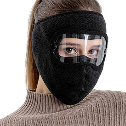 BLACK Windproof Winter Full Face Mask with Anti-Dust & Fog Goggles