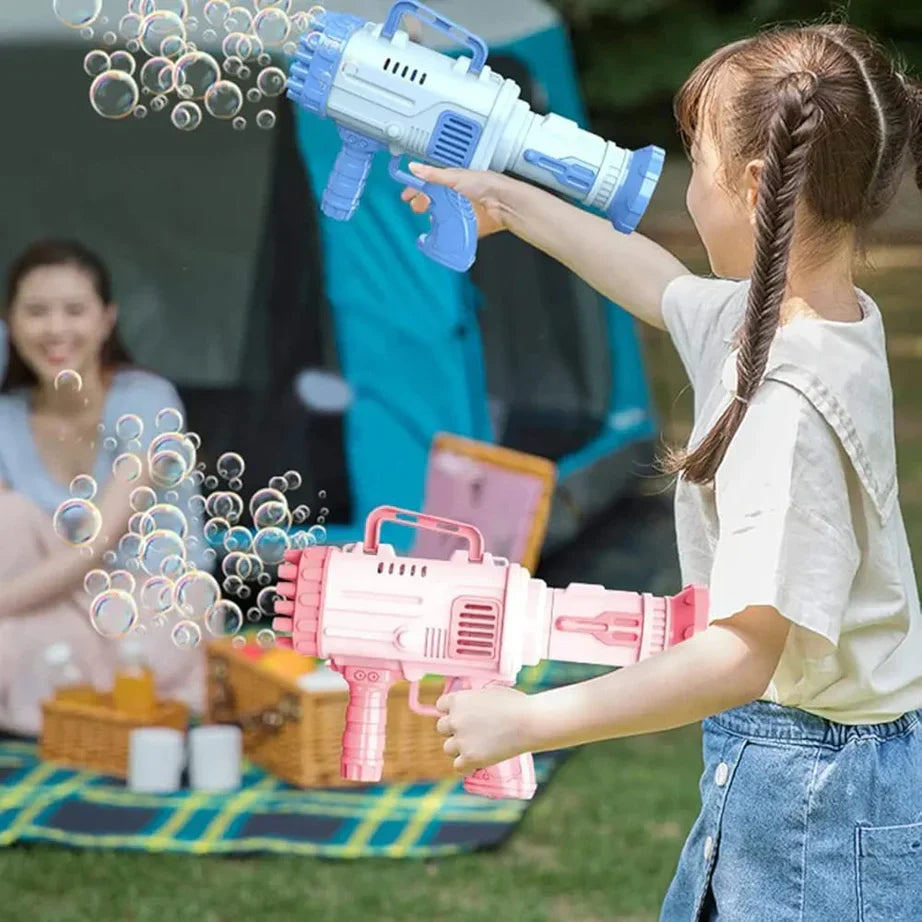 32-Hole Electric Gatling Bubble Gun Machine — Fun Fast Bubbles for Kids
