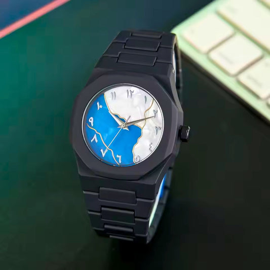 New Arrival Blue & White Dial Arabic Aura Watch