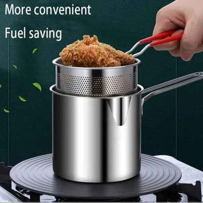 Stainless Steel Deep Fryer Pot with Strainer – 1.2 L